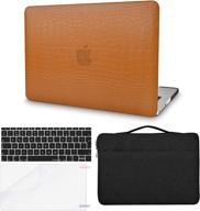 👝 kecc leather 13-inch macbook air case bundle - includes keyboard cover, sleeve bag, and screen protector - premium italian leather a1466/a1369 cover (matte chestnut crocodile leather) logo