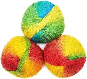 img 4 attached to Vibrant Rainbow Crochet Yarn Set - Soft Acrylic (3 Skeins, 196 Yards each)