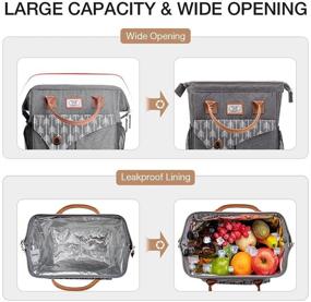 img 2 attached to 👜 Lekebaby Insulated Lunch Bag for Women - Reusable Lunch Tote for Work, School, and Office - Stylish Grey with Arrow Print