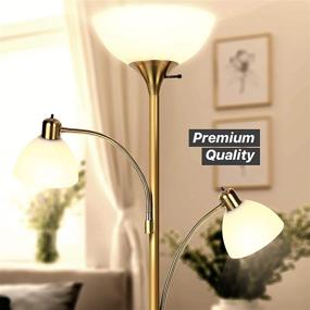 img 3 attached to 🔆 Brightech Sky Dome Double: High Brightness Torchiere Floor Lamp with 2 Reading Lights - Perfect for Living Rooms and Bedrooms - Efficient LED Office Lighting - Tall Brass Pole