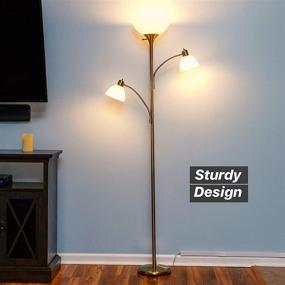 img 2 attached to 🔆 Brightech Sky Dome Double: High Brightness Torchiere Floor Lamp with 2 Reading Lights - Perfect for Living Rooms and Bedrooms - Efficient LED Office Lighting - Tall Brass Pole