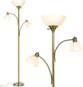 img 4 attached to 🔆 Brightech Sky Dome Double: High Brightness Torchiere Floor Lamp with 2 Reading Lights - Perfect for Living Rooms and Bedrooms - Efficient LED Office Lighting - Tall Brass Pole