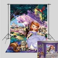 👑 princess sofia photography backdrop: fairy tale forest theme for baby girl's 1st birthday party, baby shower décor, and photo booth studio props - 3x5ft vinyl background logo