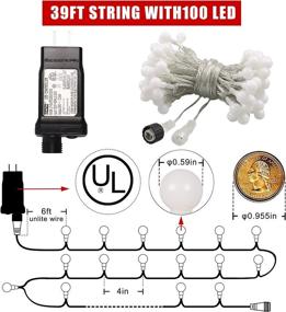 img 2 attached to 🌟 MYGOTO Warm White Globe String Lights: 32ft 100LED Fairy Lights with 8 Modes & Remote Control - Ideal for Xmas Decor (Safe 30V Voltage)