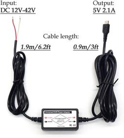 img 2 attached to 🔌 Кабель DC 12V на 5V Micro USB: набор для подключения камер в салоне Dash Cam Charger USB Hardwire Kit, прямой угол автомобильного напрямую проведенного шнура для зарядки камер салона GPS-навигатора планшетного DVR-рекордера - принимает ввод от DC 12-24В