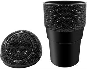 img 1 attached to 🚗 Idain Bling Rhinestone Auto Garbage Can: Stylish Black Car Trash Can with Lid for Automotive, Home, Office, Kitchen, Bedroom