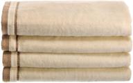 🛀 4 pack of creative scents 100% cotton velour fingertip towels - extra absorbent soft face towel set - ideal for bathroom, powder room - cream with embroidered brown trim - 11 by 18 inches logo