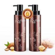 🌿 sulfate-free organic moroccan argan oil shampoo and conditioner for damaged, dry, curly, and frizzy hair - moisturizing and volumizing formula for daily use, ideal for men and women's gentle hair restoration logo