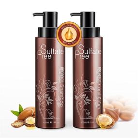 img 4 attached to 🌿 Sulfate-Free Organic Moroccan Argan Oil Shampoo and Conditioner for Damaged, Dry, Curly, and Frizzy Hair - Moisturizing and Volumizing Formula for Daily Use, Ideal for Men and Women's Gentle Hair Restoration