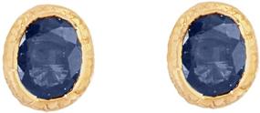 img 1 attached to 💎 18K Yellow Gold Handcrafted Stud Earrings with 0.75 Carat Blue Sapphire Authentic Birthstone Gemstone for Women and Girls