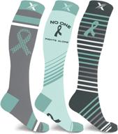 🏃 running knee high compression socks - set of 3 pairs for cancer awareness logo