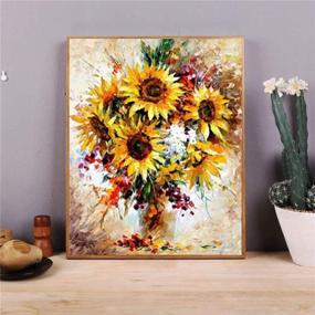 img 3 attached to 🌻 Sunflower Paint by Numbers Kit: Canvas Painting for Adults, Beginners, and Kids with Acrylic Paints and Brushes