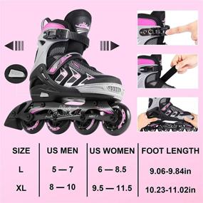 img 3 attached to Hikole Adjustable Inline Skates - Adult Women Men Teens Roller Skates for Outdoor Indoor Use - Blades Roller Skates for Girls and Boys