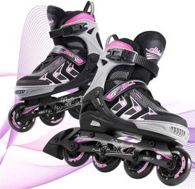 img 4 attached to Hikole Adjustable Inline Skates - Adult Women Men Teens Roller Skates for Outdoor Indoor Use - Blades Roller Skates for Girls and Boys