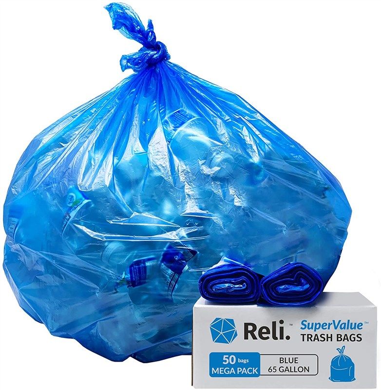 Reli. SuperValue 65 Gallon Trash Bags 120 Count, Black