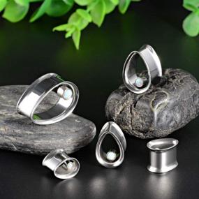 img 3 attached to COOEAR Tunnels Earrings Piercing Stretchers Women's Jewelry for Body Jewelry