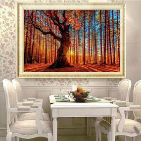 img 3 attached to Fipart Tree DIY Diamond Painting Cross Stitch Craft Kit - Wall Stickers for Living Room Decoration, 14X18 Inch/35X45CM