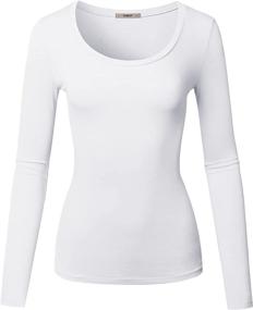 img 4 attached to STARJJ Womens Stretchy Cotton Slim Fit Long Sleeve T-Shirt Top with V-Neck & Scoop Neck Options (S-2XL)