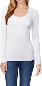 img 1 attached to STARJJ Womens Stretchy Cotton Slim Fit Long Sleeve T-Shirt Top with V-Neck & Scoop Neck Options (S-2XL)