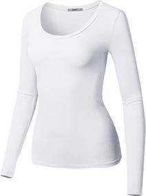 img 3 attached to STARJJ Womens Stretchy Cotton Slim Fit Long Sleeve T-Shirt Top with V-Neck & Scoop Neck Options (S-2XL)