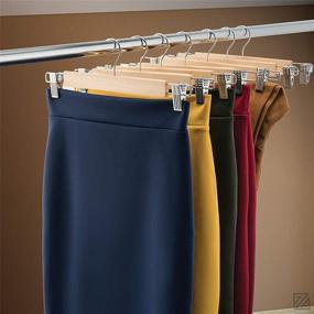 img 3 attached to 👖 Premium Natural Wooden Pants Hangers with Metal Clips - Solid Wood Clip Hanger for Pants, Skirts, Slacks - 360° Swivel Hook - Smooth Finish & High-Grade Quality