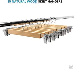 img 2 attached to 👖 Premium Natural Wooden Pants Hangers with Metal Clips - Solid Wood Clip Hanger for Pants, Skirts, Slacks - 360° Swivel Hook - Smooth Finish & High-Grade Quality