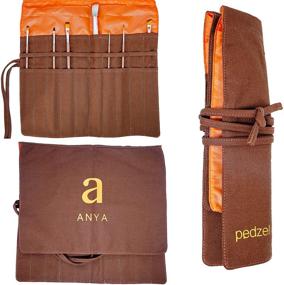 img 4 attached to 🎨 Anya Pedzel Dark Brown Paint Brush Holder: 20 Slot Canvas Roll-Up Pouch for Acrylic Oil Watercolor – Brushes Not Included