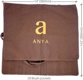 img 3 attached to 🎨 Anya Pedzel Dark Brown Paint Brush Holder: 20 Slot Canvas Roll-Up Pouch for Acrylic Oil Watercolor – Brushes Not Included