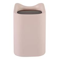 sheebo modern plastic mini wastebasket trash can with lid - ideal for bathroom, vanity, desktop, or coffee table - dispose of cotton rounds, makeup sponges, tissues - 2 liter (tall - pink) logo