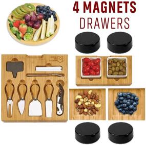 img 1 attached to Bamboo Cheese Board Set with Magnetic Drawers, Ceramic Bowls, Plates, 🎁 and Charcuterie Cutlery Knife Set – Perfect Gift for Birthdays, Wedding Registry, Housewarming