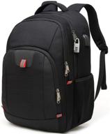 🎒 экстра-большой антикражный рюкзак для ноутбука для путешествий, учебы и деловых поездок - порт для зарядки usb, водонепроницаемый, подходит для ноутбука 17 дюймов - мужской и женский, черный logo