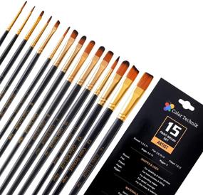 img 4 attached to 🖌️ Color Technik Paint Brush Set: 15 Artist Quality Brushes for Acrylic, Watercolor, Gouache, Oil, Face Paint & More. Hand Made with Taklon Hair in Round, Flat, Filbert, Angle & Rigger Styles