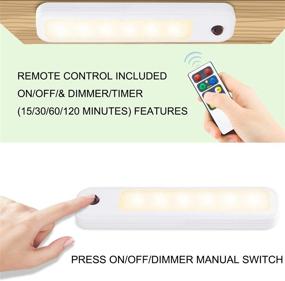 img 2 attached to 🔦 Honwell Closet Light with Remote Control | Battery Operated LED Light Bar for Cabinets | Wireless Under Counter Lighting | 120 Lumens Dimmable Push Light | Stick on Lights for Hallway, Kitchen, Shelf, Pantry