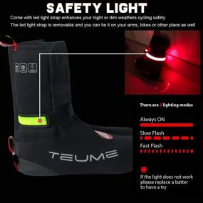 img 2 attached to 🚵 TEUME Bike Shoe Covers with LED Safety Light: Winter-Proof, Water-Resistant, Windproof, for Men and Women MTB Road Cyclists