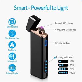 img 3 attached to 🔥 Revolutionary USB Rechargeable Plasma Lighter - Windproof Flameless, with Battery Indicator (Upgraded) - Perfect for Fire, Cigarette, Candle - Outdoors Indoors (Bright-Black)