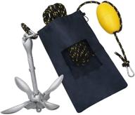 🛶 obcursco kayak anchor kit - marine anchoring set with 3.5 pound folding grapnel for kayak fishing, canoe, jet ski, sup board, small boat - includes 50 feet of marine anchor line (black & yellow) логотип