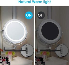 img 2 attached to Alvorog LED Lighted Wall Mounted Makeup Mirror - Double Sided 5X Magnification, 360° Swivel, Extendable for Bathroom Hotels - Battery Powered (Batteries Not Included), 7 inches