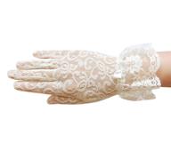 🧤 zaza bridal floral stretch lace gloves with lace ruffle trim - wrist length 2bl logo