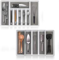 🍴 eltow expandable in drawer cutlery organizer & utensil tray set - 2 kitchen storage trays for flatware, silverware, cooking utensils & more - white logo