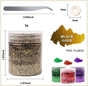 img 2 attached to Black Gold Gilding Foil Resin Flakes, GACUYI 5g Imitation Gold Flakes with Accessories - Perfect for Gilding, Resin Art, Painting, Nail Art, Crafts & Home Decor