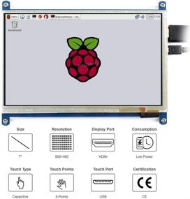 img 1 attached to 🖥️ 7-дюймовый сенсорный емкостной экран с HDMI-интерфейсом: настраиваемый монитор LCD Mini PC - совместим с Raspberry Pi 4, 3, 2, 1 модель B, B+ A+, BeagleBone Black, Banana Pi/Pro @XYGStudy