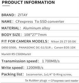 img 1 attached to 🔌 Адаптер ZITAY CFexpress для карт памяти SSD - совместим с Panasonic DC-S1 S1R, Canon EOS 1DX Mark III R5 C500, Nikon Z6 Z7 D5 - в комплекте адаптер M.2 NVMe SSD на 2 ТБ