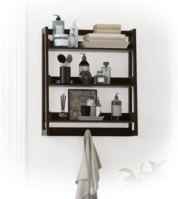 img 4 attached to 🛁 UTEX Wall Mounted 3-Tier Bathroom Shelf with Towel Hooks - Espresso, Over-The-Toilet Bathroom Organizer