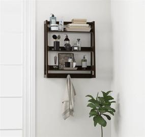 img 3 attached to 🛁 UTEX Wall Mounted 3-Tier Bathroom Shelf with Towel Hooks - Espresso, Over-The-Toilet Bathroom Organizer