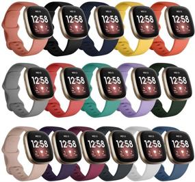 img 4 attached to 📿 Силиконовые ремешки для Fitbit Versa 3 / Fitbit Sense: Регулируемые классические аксессуары для запястий для женщин и мужчин - доступные размеры: маленький и большой