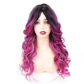 img 3 attached to 🌈 AISI BEAUTY Colorful Wig: Vibrant Long Wavy Red Mixed Purple Costume Wig for Women and Girls