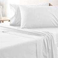 🛏️ premium egyptian cotton sheets - 700 thread count queen sheet set with elegant sateen weave, breathable long staple cotton, 16 inch deep pocket and elasticized white sheets logo