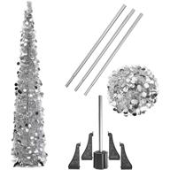 🎄 5 ft silver metallic tinsel christmas tree - xmas pencil tree for holiday decor logo