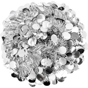 img 2 attached to 🎄 5 Ft Silver Metallic Tinsel Christmas Tree - Xmas Pencil Tree for Holiday Decor