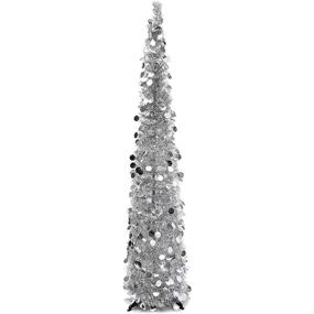 img 3 attached to 🎄 5 Ft Silver Metallic Tinsel Christmas Tree - Xmas Pencil Tree for Holiday Decor